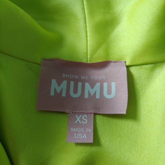 Show Me Your MuMu Felix Blazer Lime Luxe Satin Button Oversized Sz XS - Picture 12 of 14